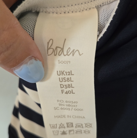 Boden | Navy Striped Halter Top One Piece Swimsuit Size 8L - Picture 9 of 9